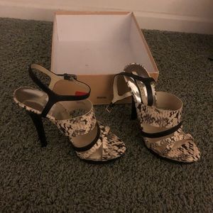 Michael Kors black and white snakeskin heels